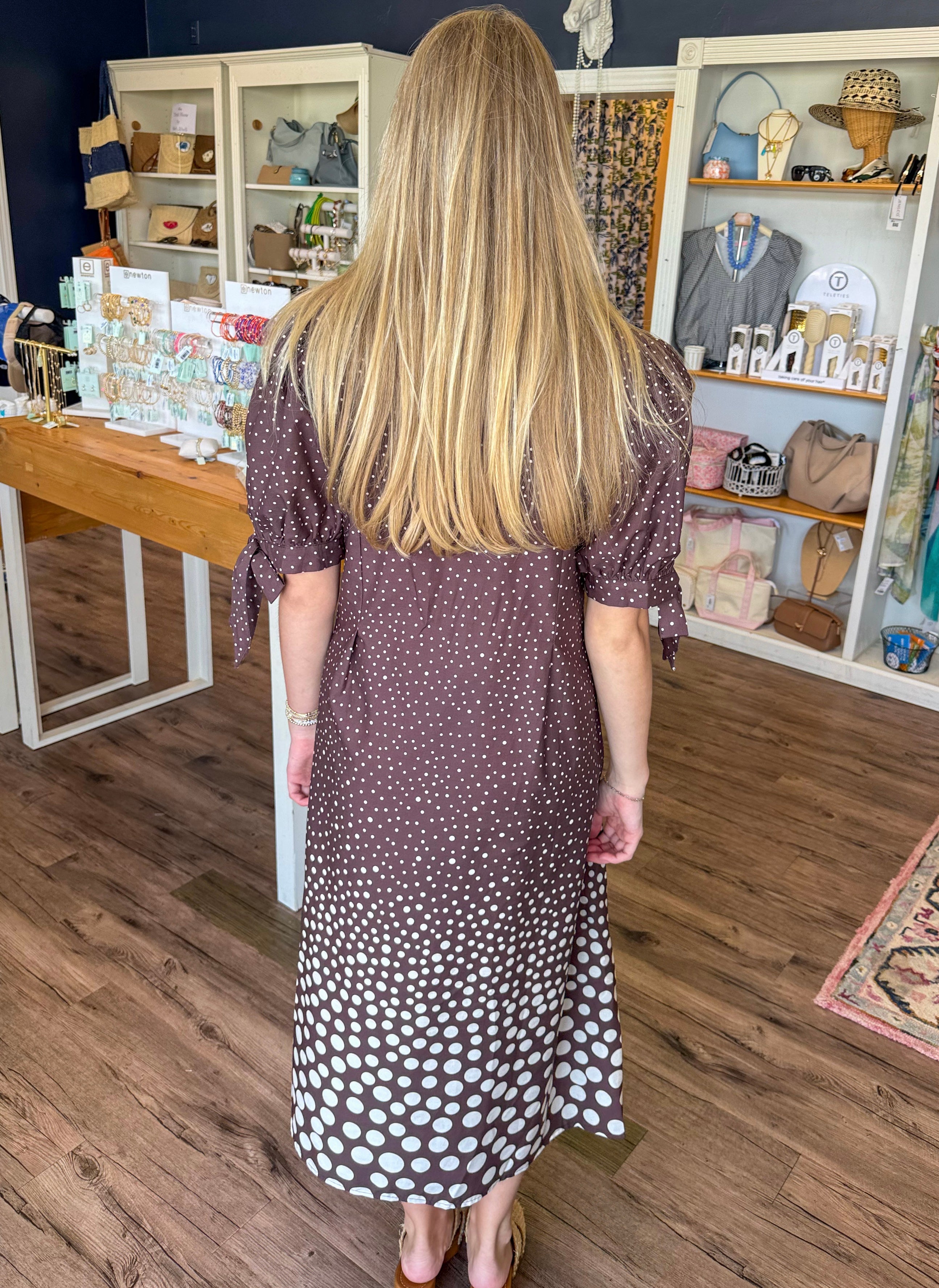 Graduating Dot Brown Dress