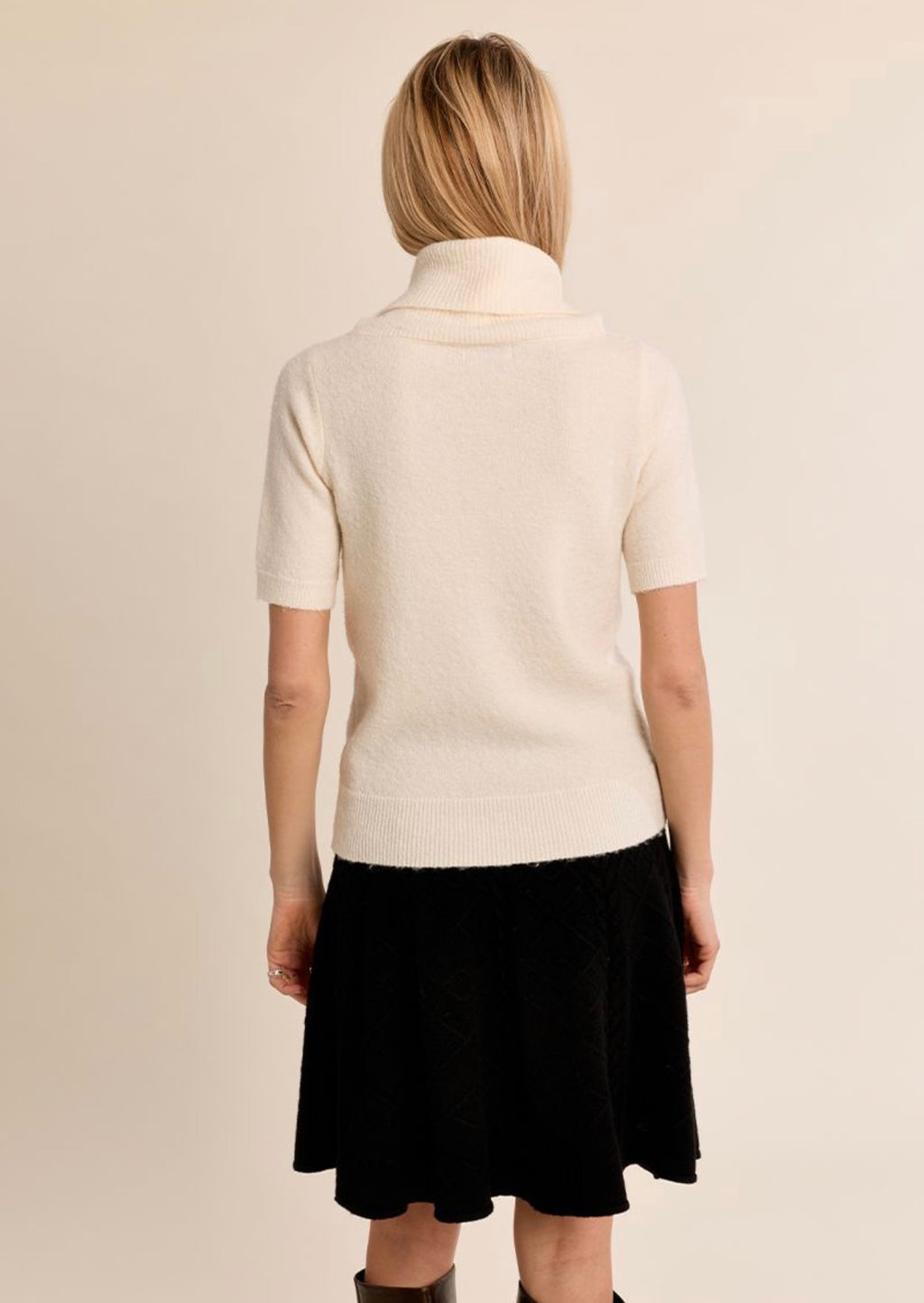 Cream Short Sleeve Sweater