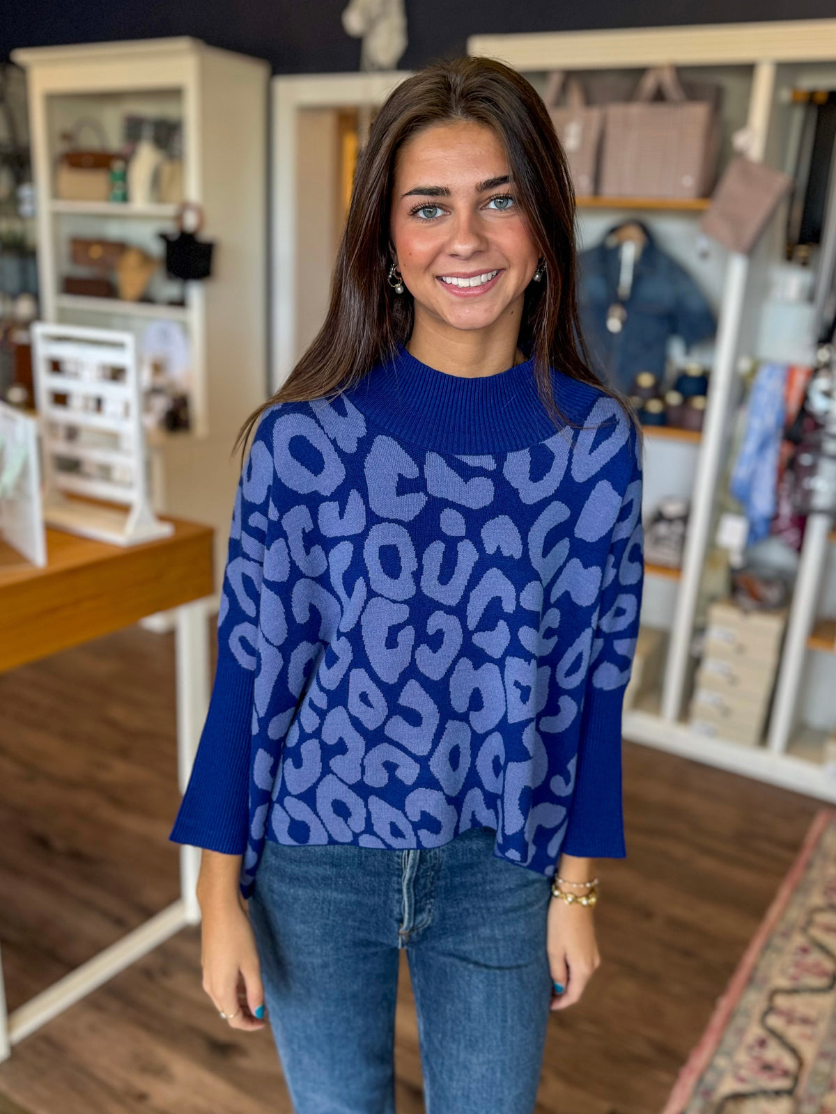 Aja One Size Bozoma Sweater in Sapphire Cheetah
