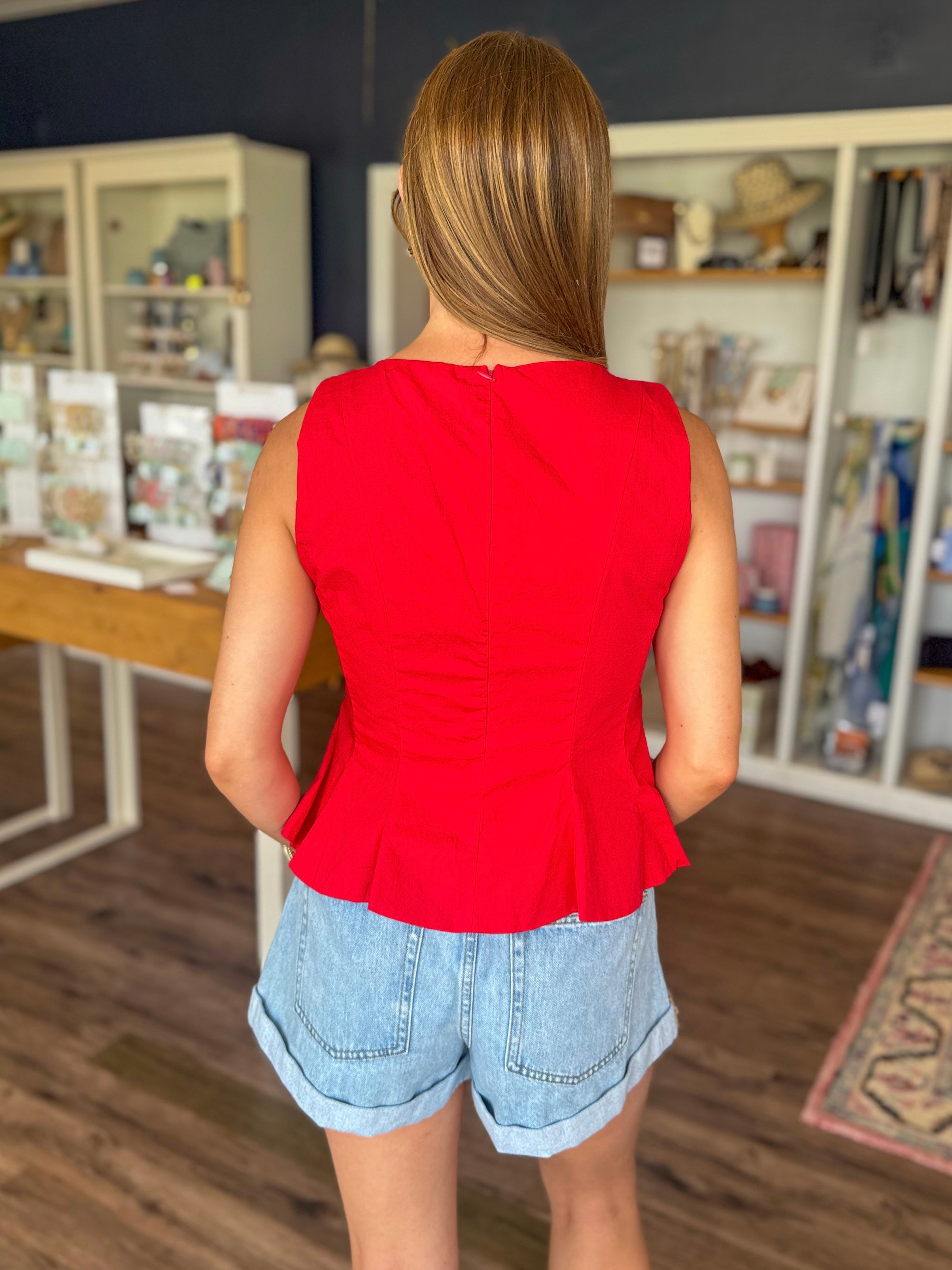 Red Peplum Top