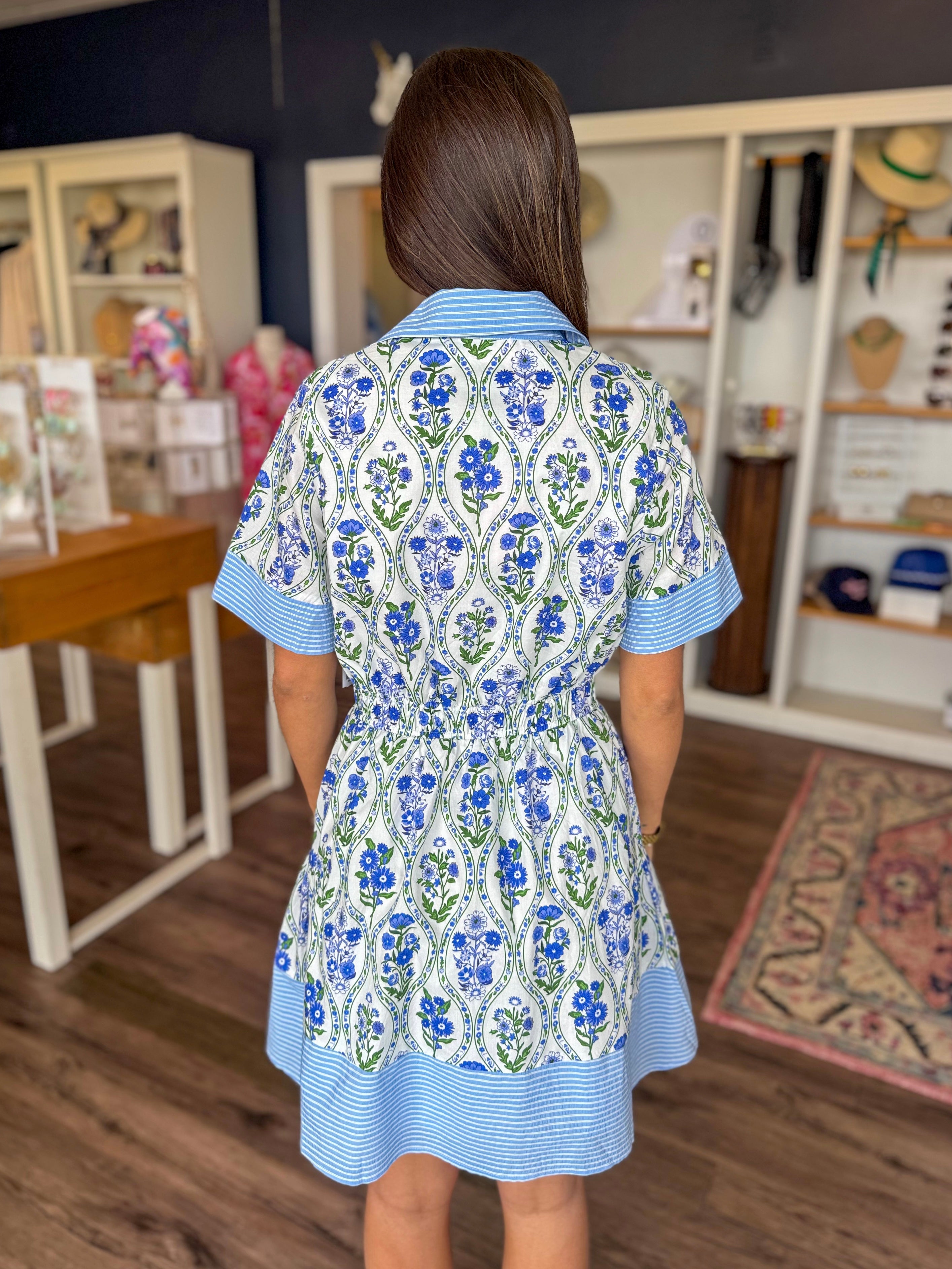 Blue Paisley Mini Dress