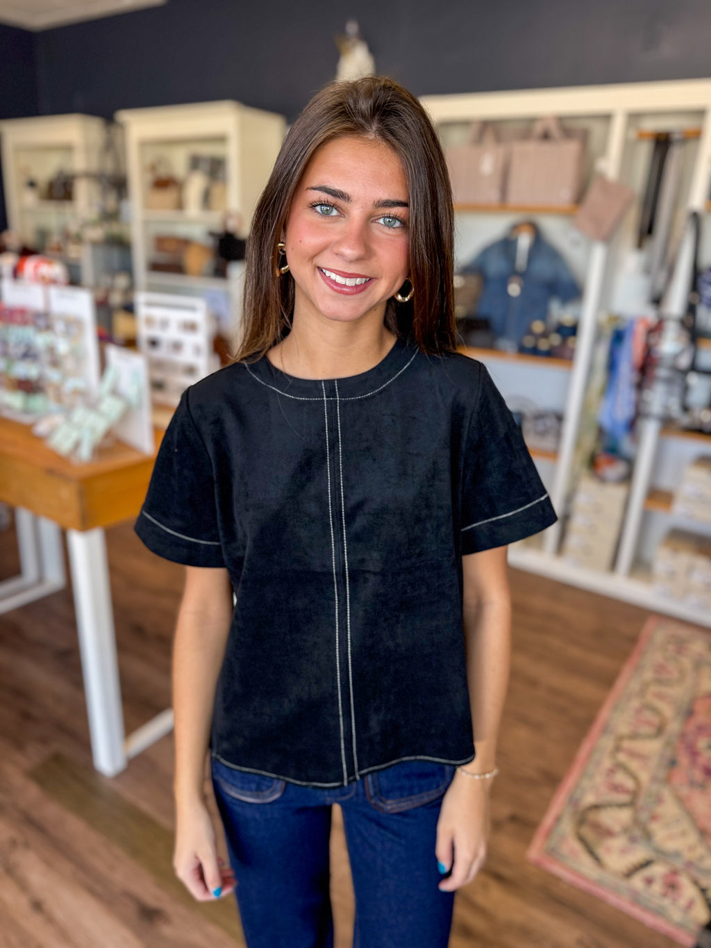 Juliette Suede Top in Black