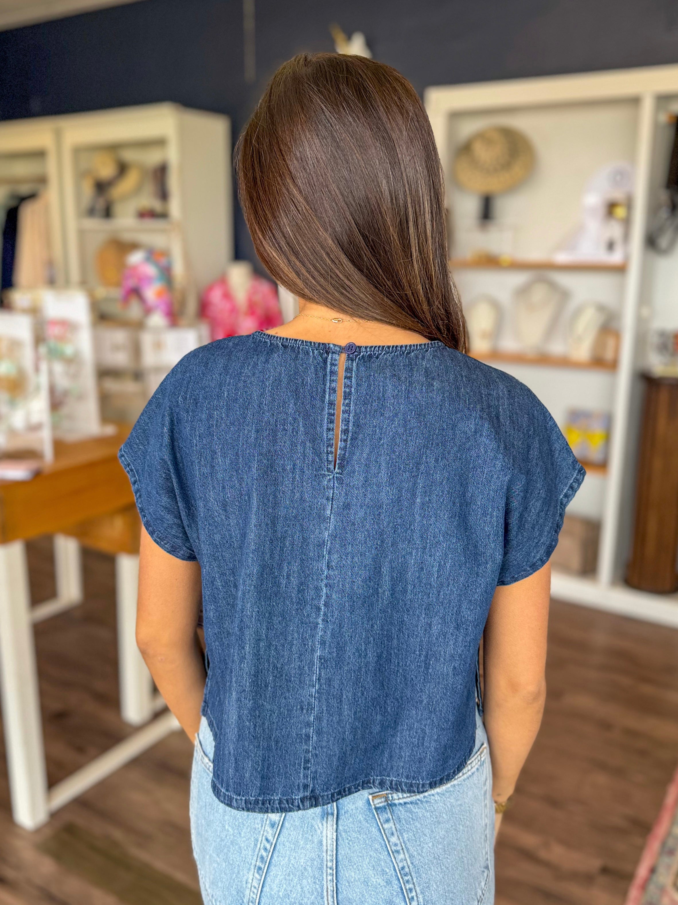 Picnic American Flag Denim Top