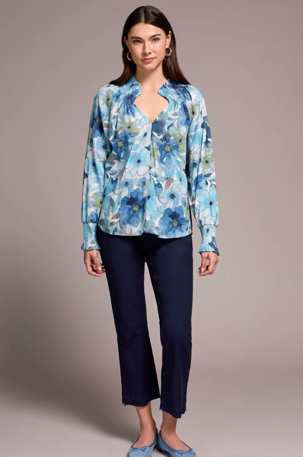 Blue Floral Blouse