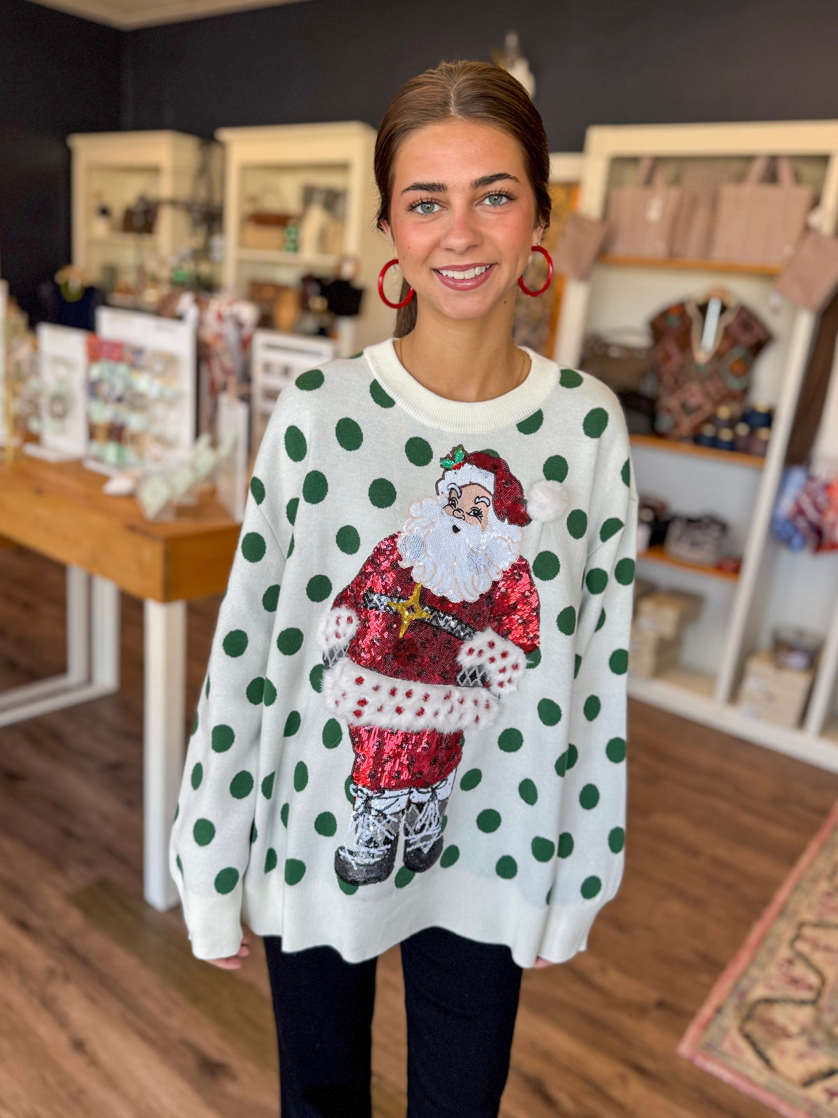 Polka Dot Santa Sweater
