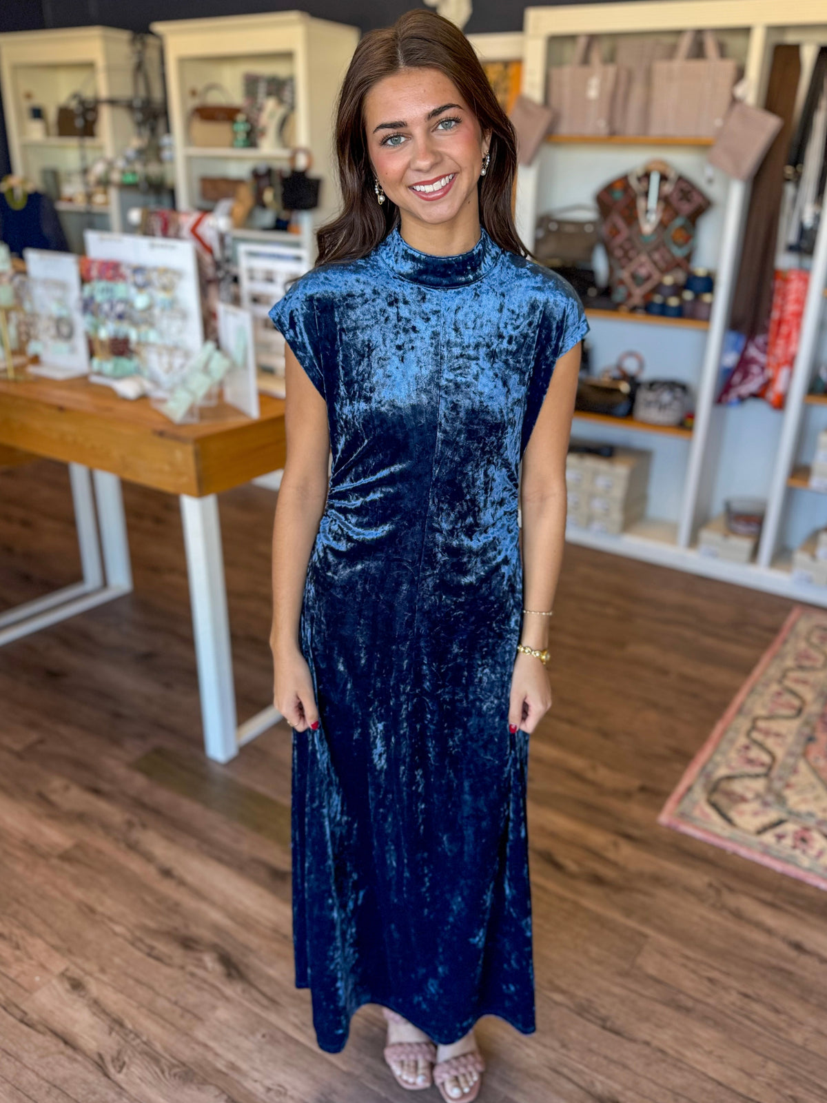 Callie Blue Velvet Maxi Dress