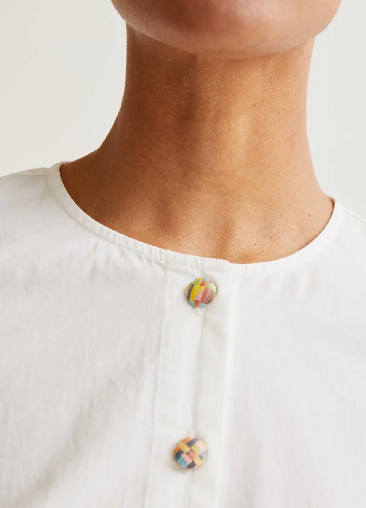 White Fun Button Blouse