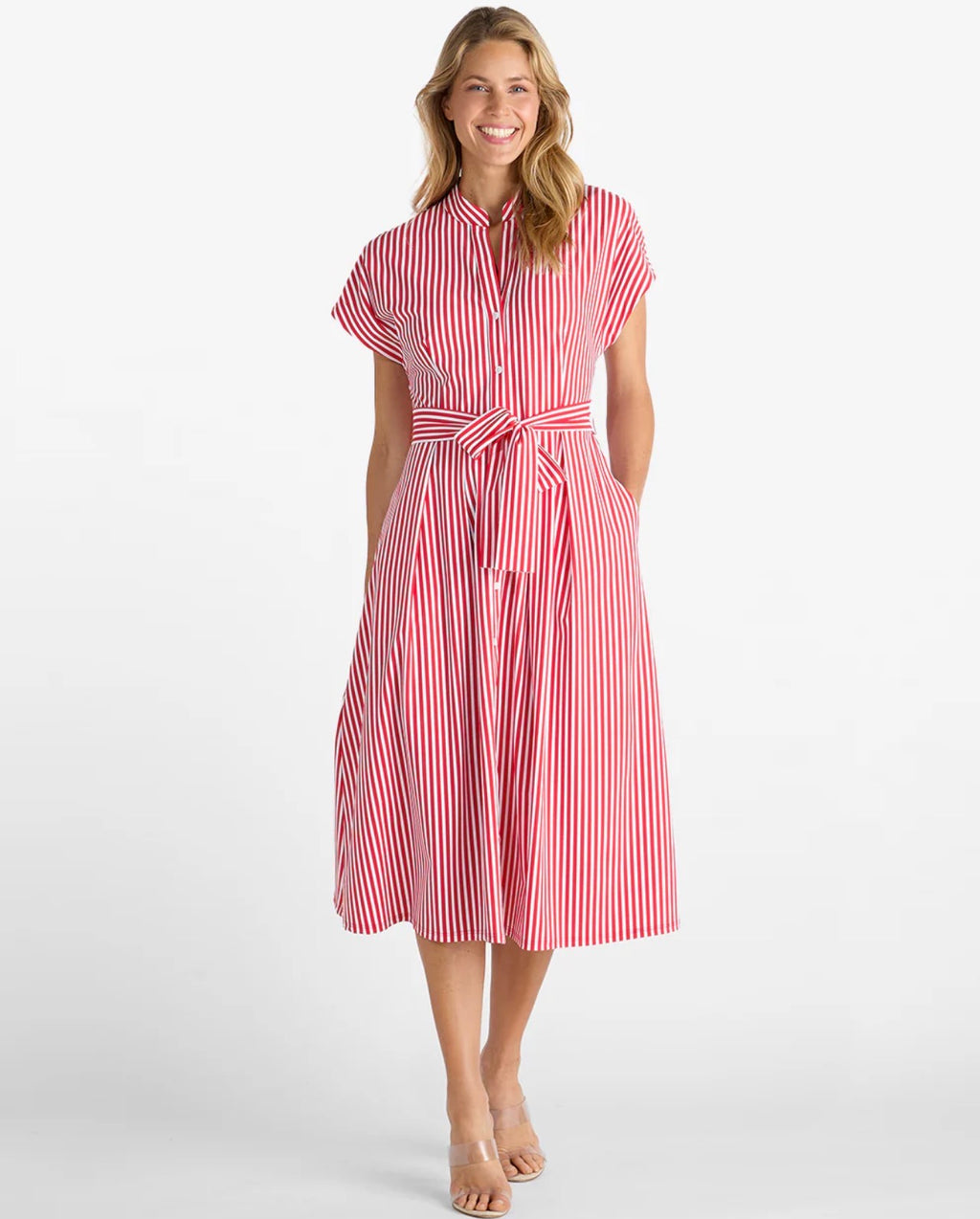 Matilda Dress in Stripe Red