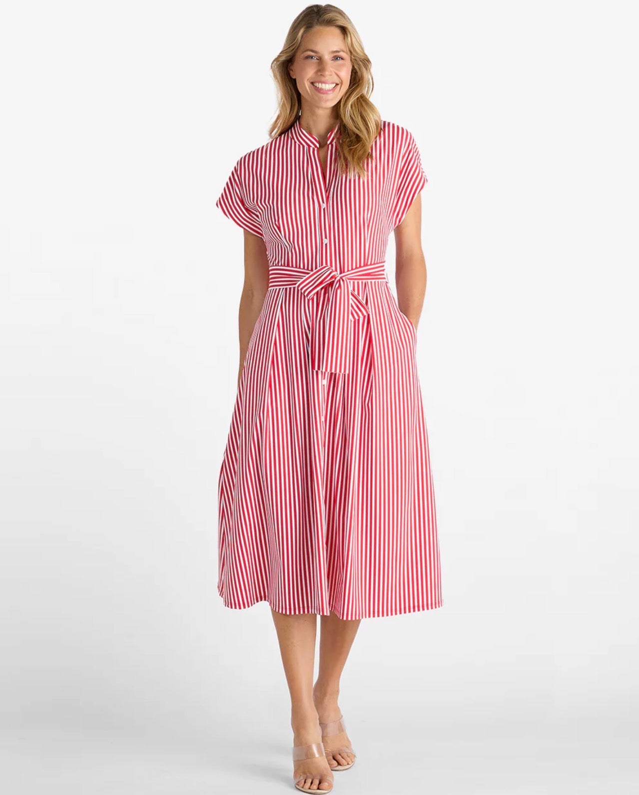 Matilda Dress in Stripe Red