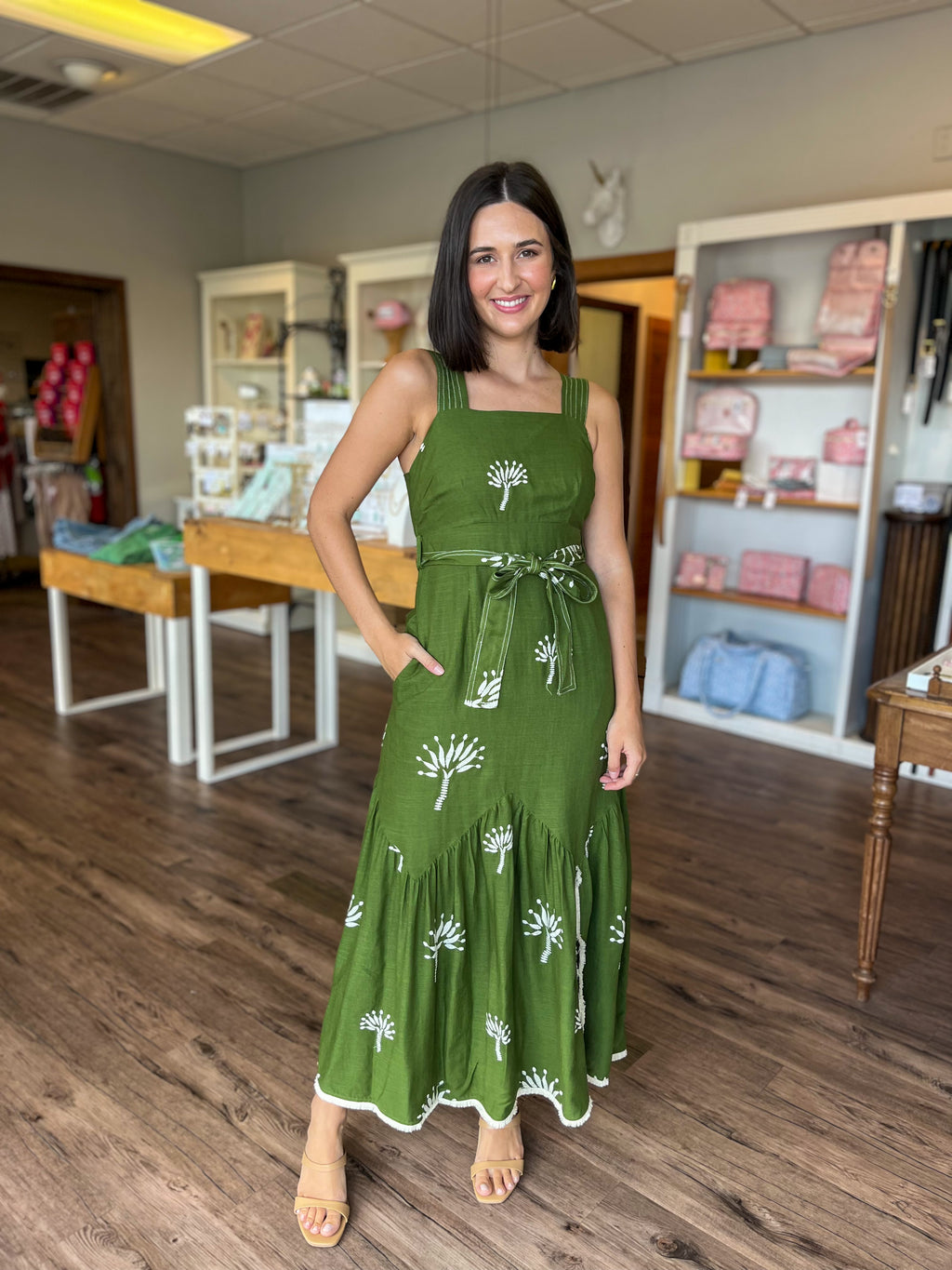 Sleeveless Embroidered Midi Dress