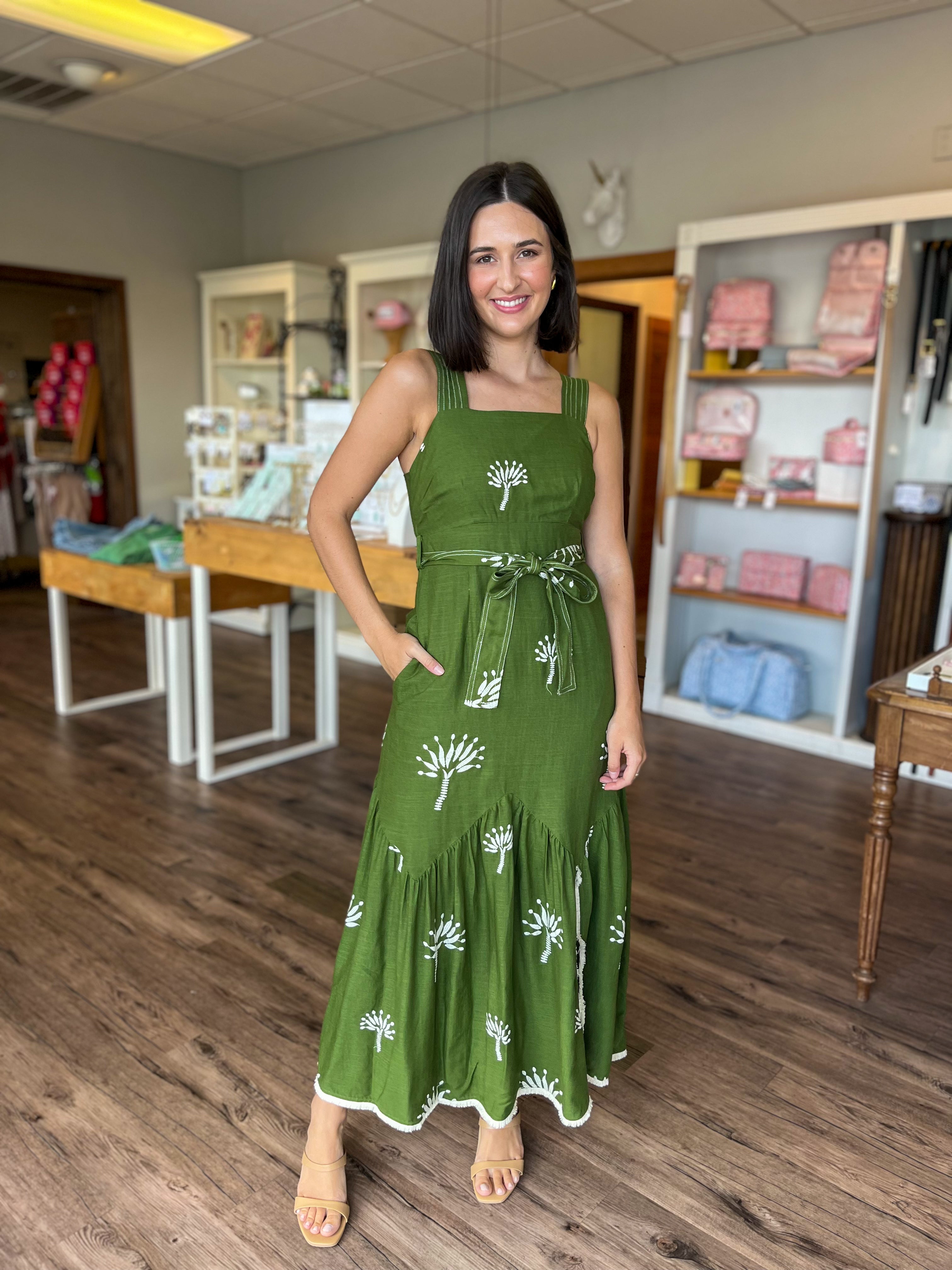 Sleeveless Embroidered Midi Dress