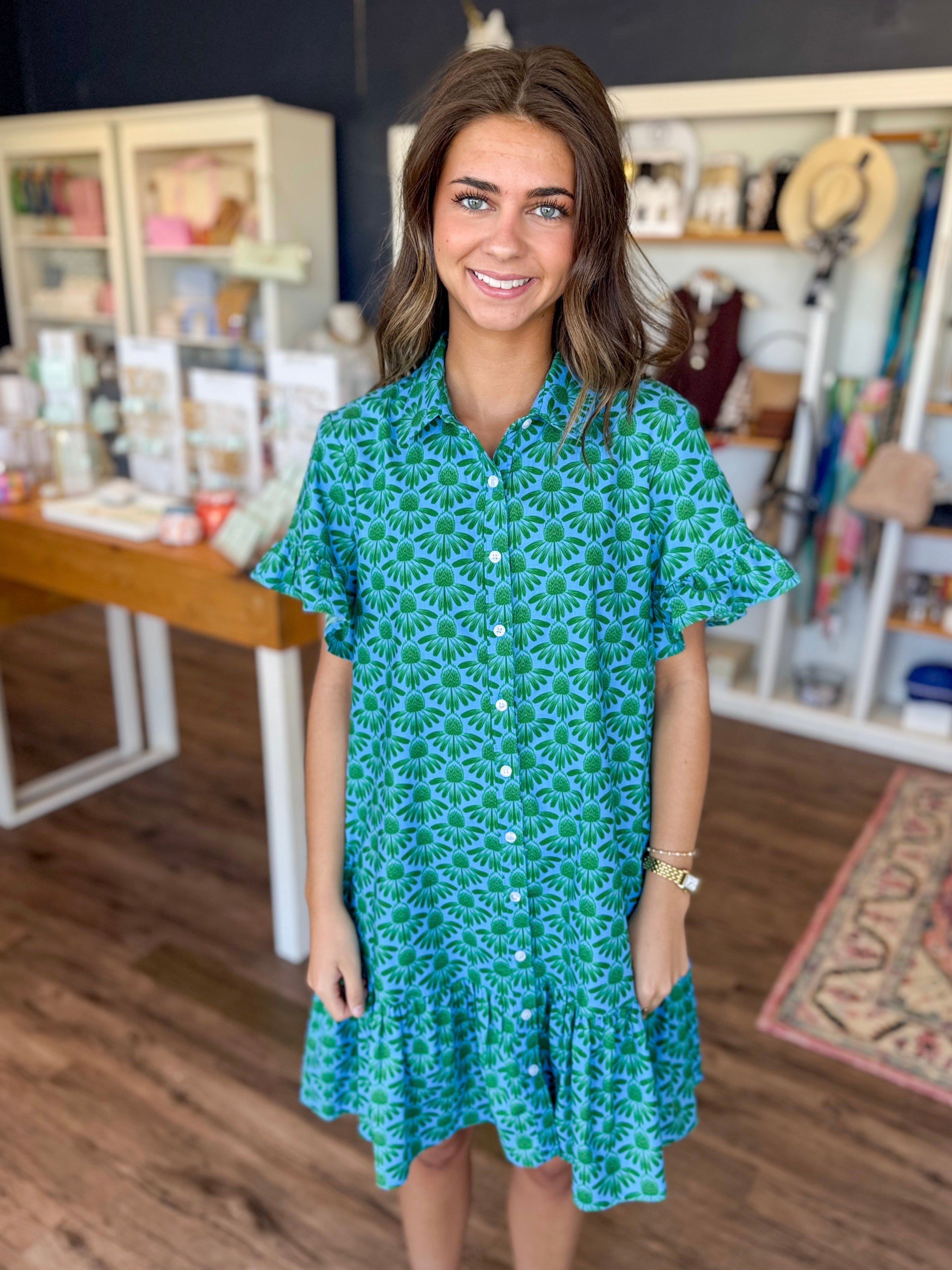 Coneflower Ruffle Dress