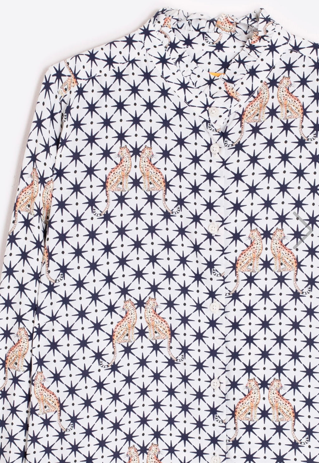 Navy Star Leopard Print Blouse