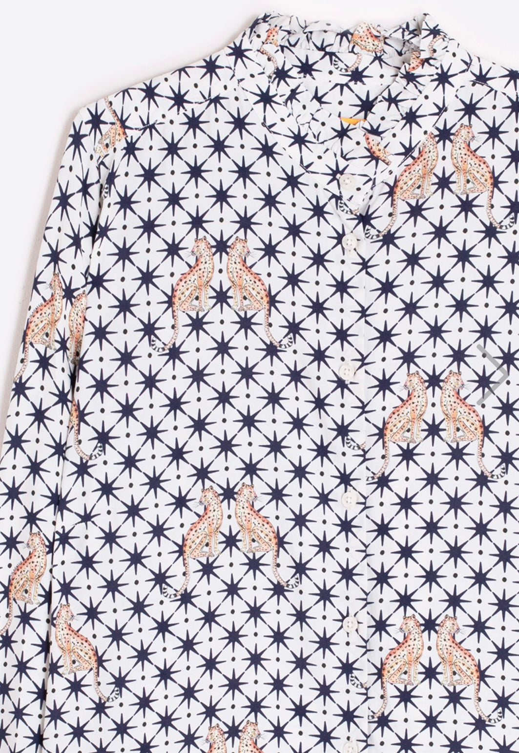 Navy Star Leopard Print Blouse