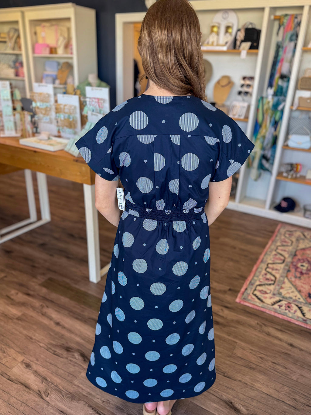 Navy Polka Dot Dress