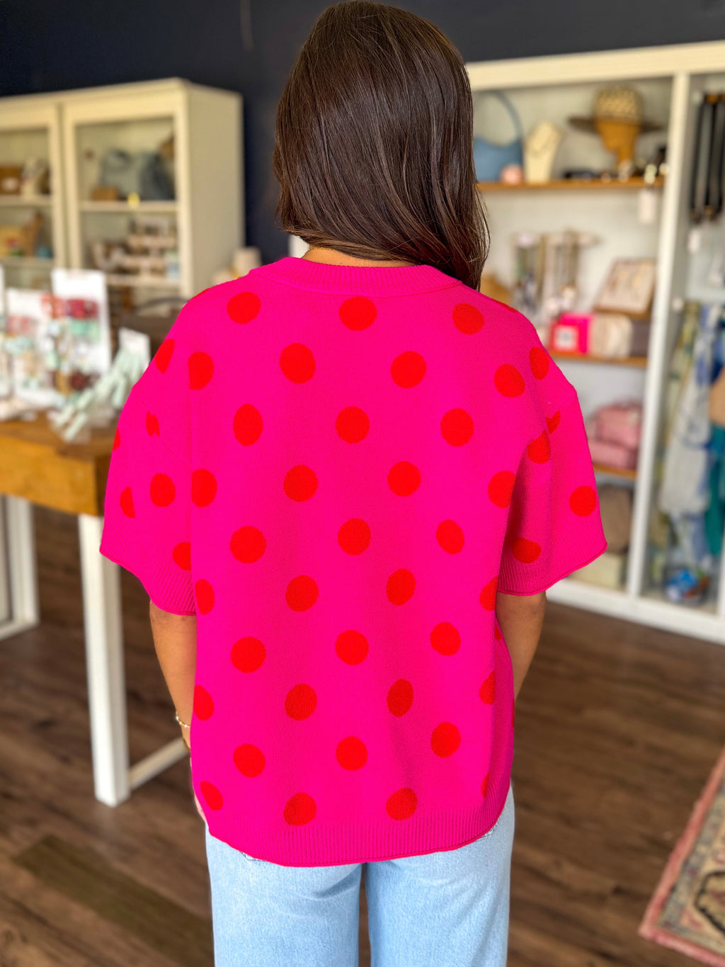 Red and Pink Polka Dot Sweater