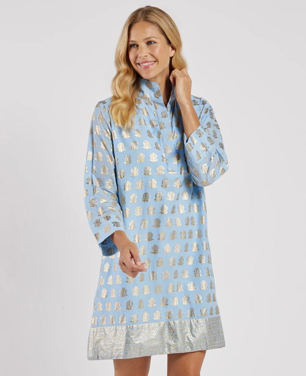 Helen Dress in Foulard Border