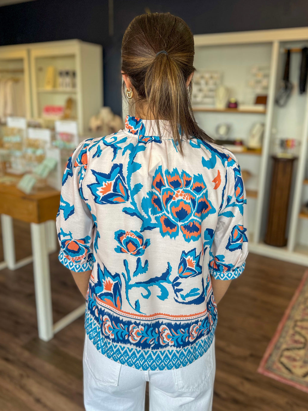Aegean Floral Trimmed Blouse