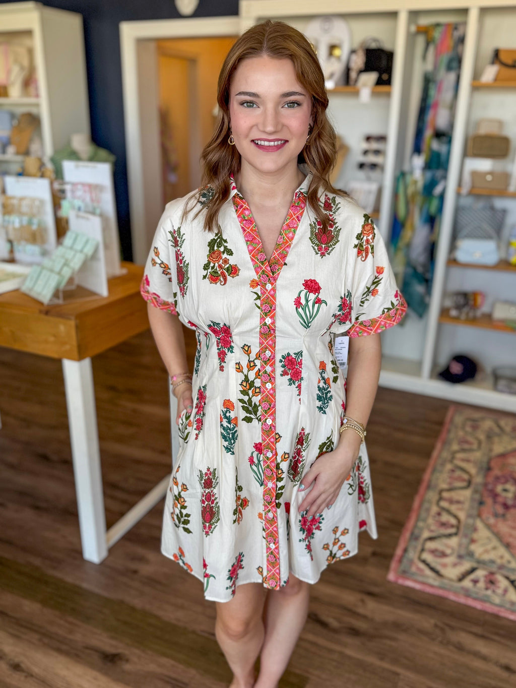 Pink Floral Mini Dress