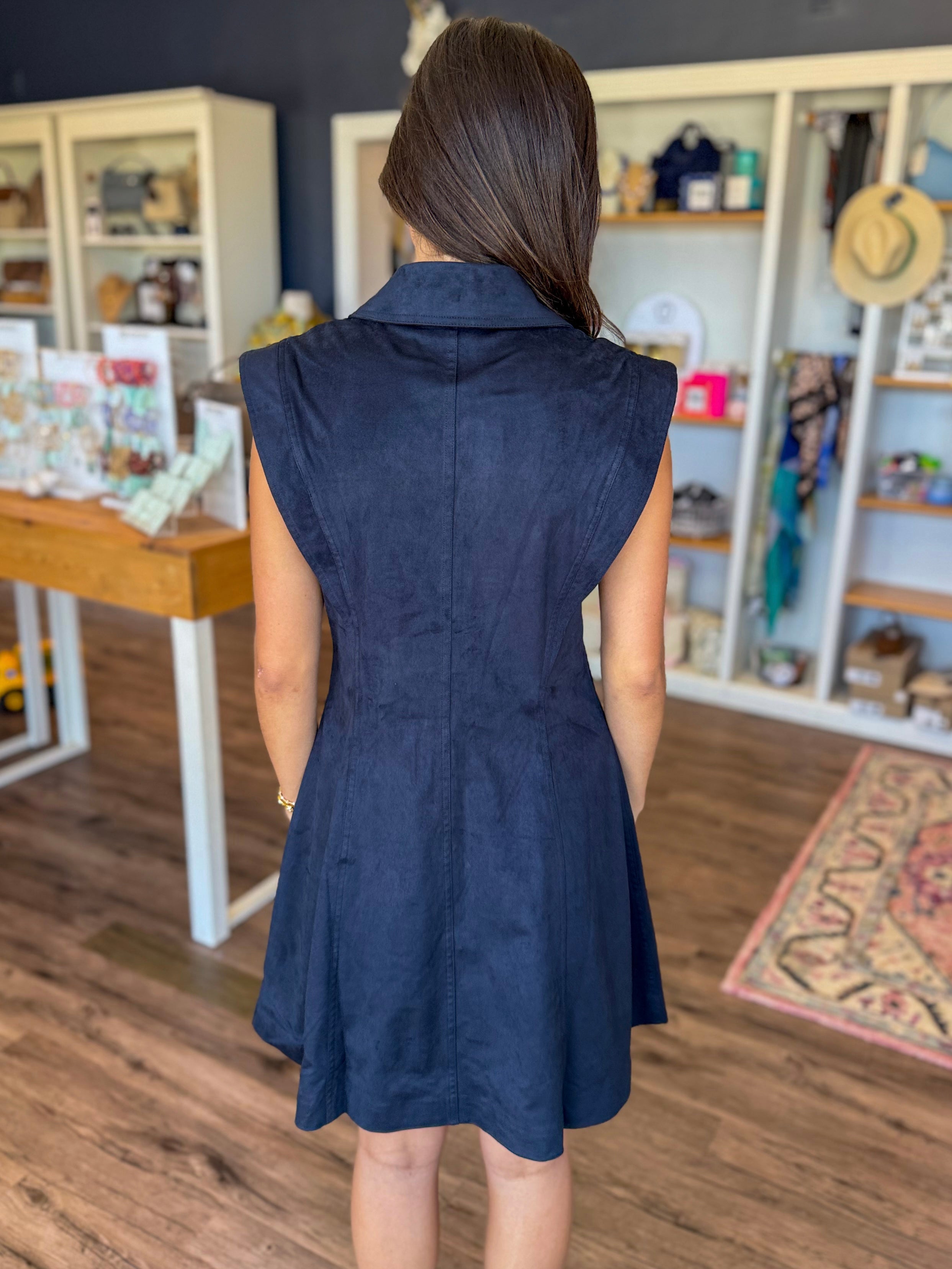 Albie Navy Suede Dress