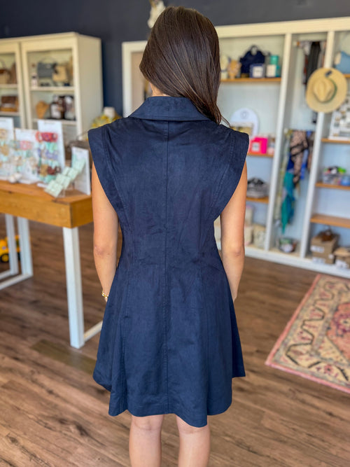 Albie Navy Suede Dress