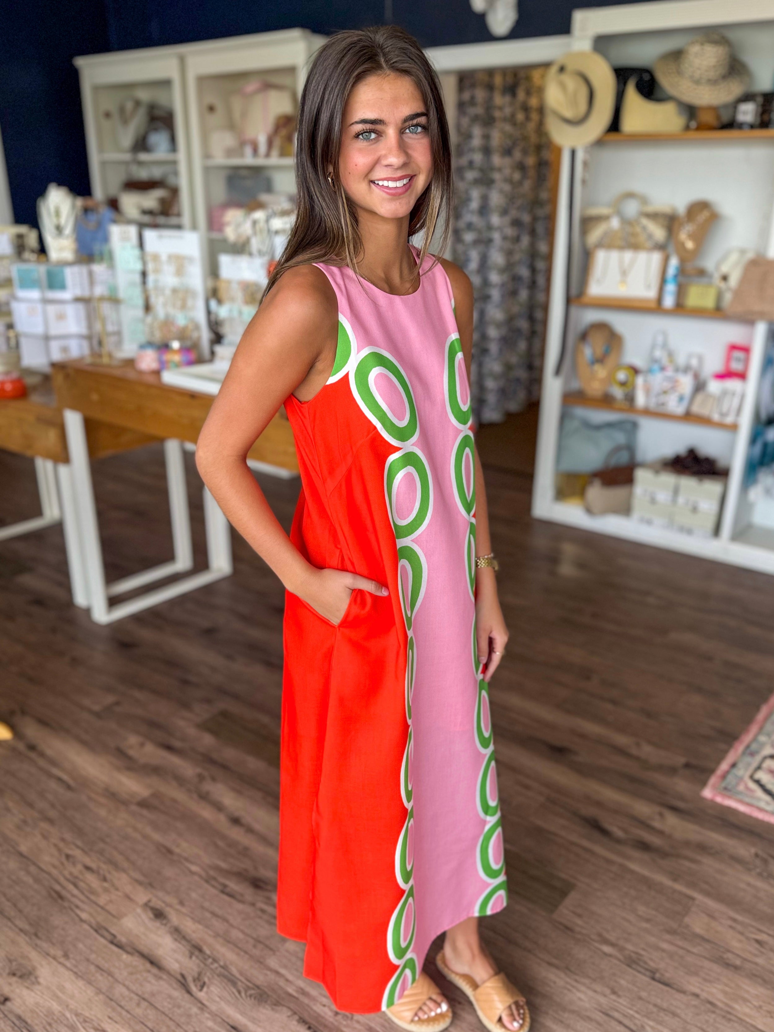 Red and Pink Links Dress