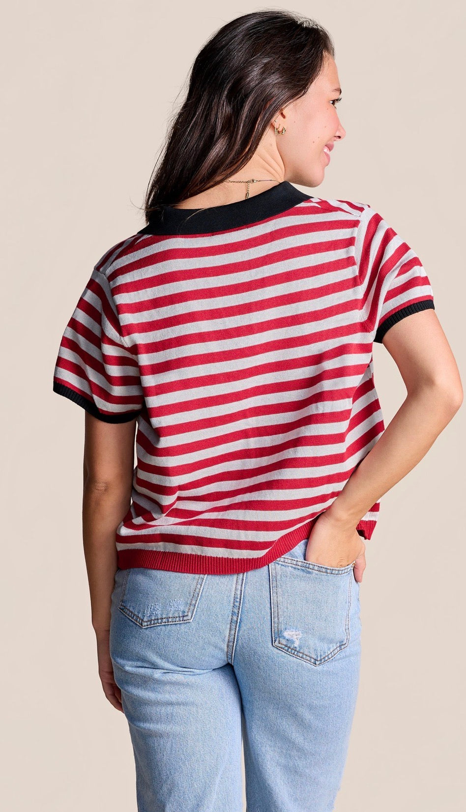 The Spirit Stripe Collared Sweatshirt