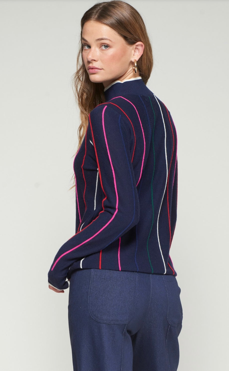 Navy Colorful Stripe Sweater