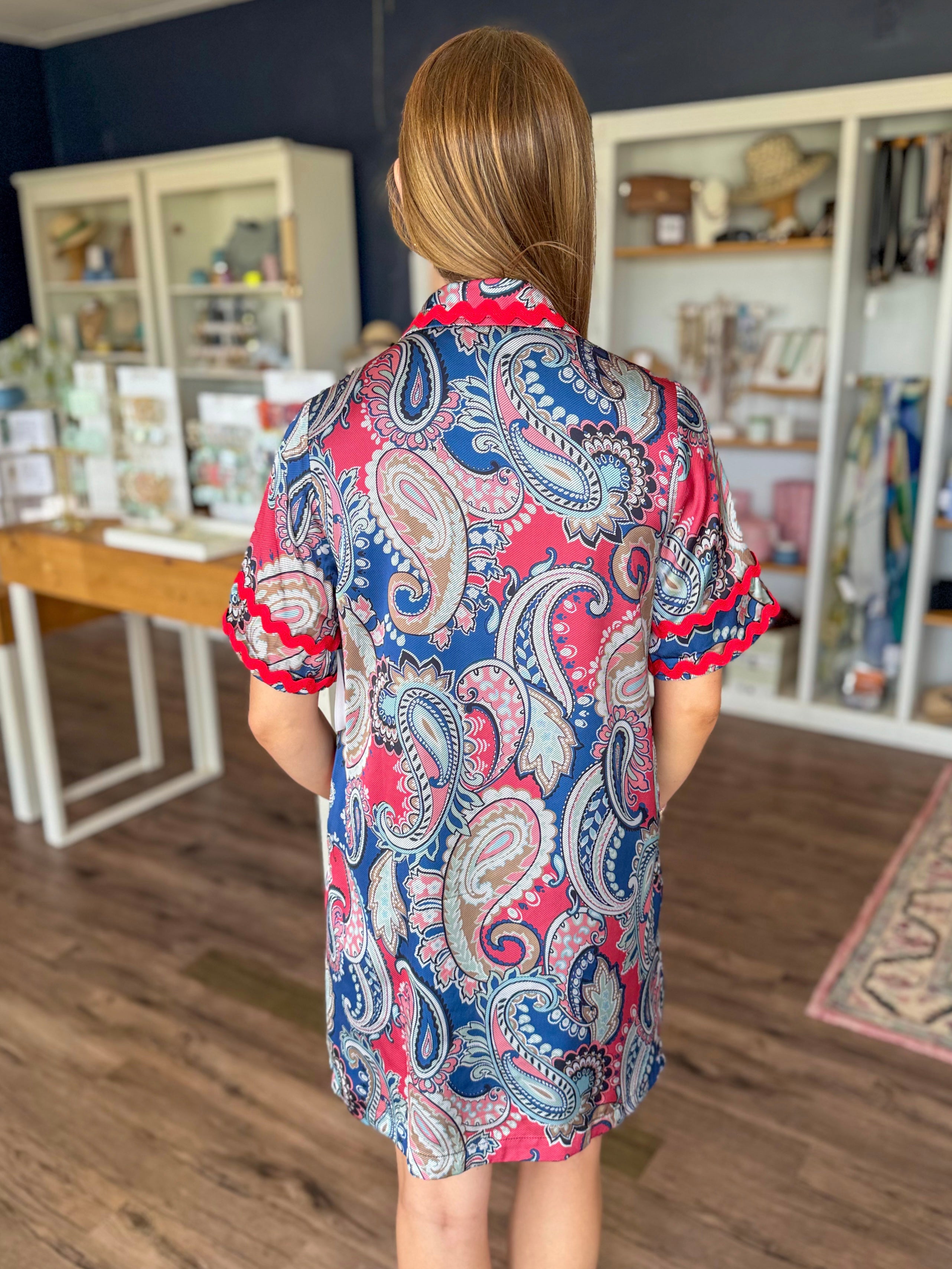 Americana Paisley Ric Rac Mini Dress
