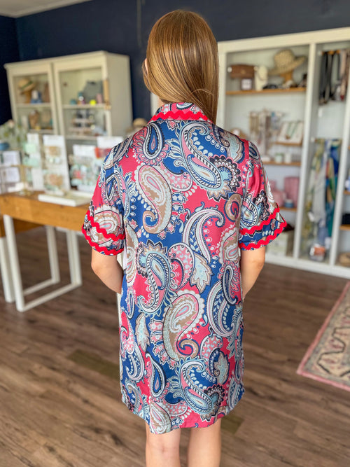 Americana Paisley Ric Rac Mini Dress
