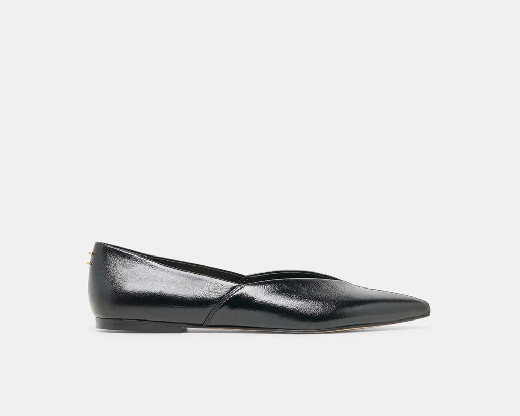 Gema Black Leather Flat