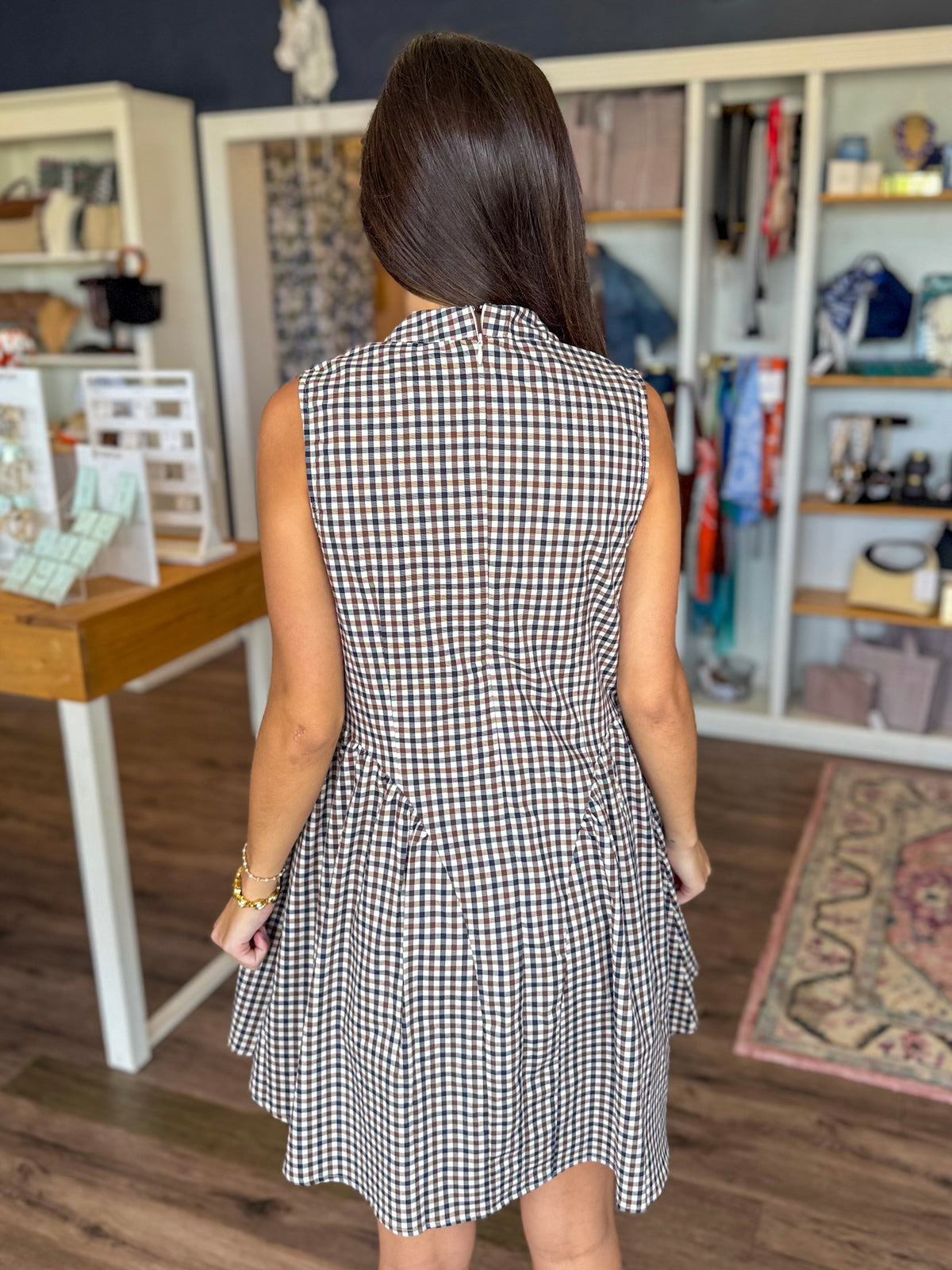 Gingham Pleated Mini Dress