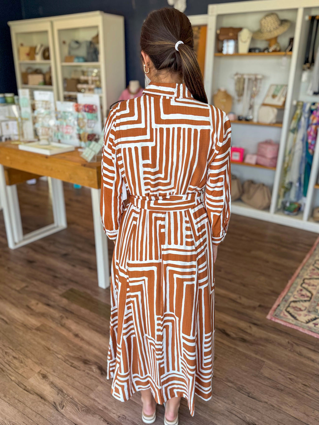 Caramel Stripe Shirt Dress