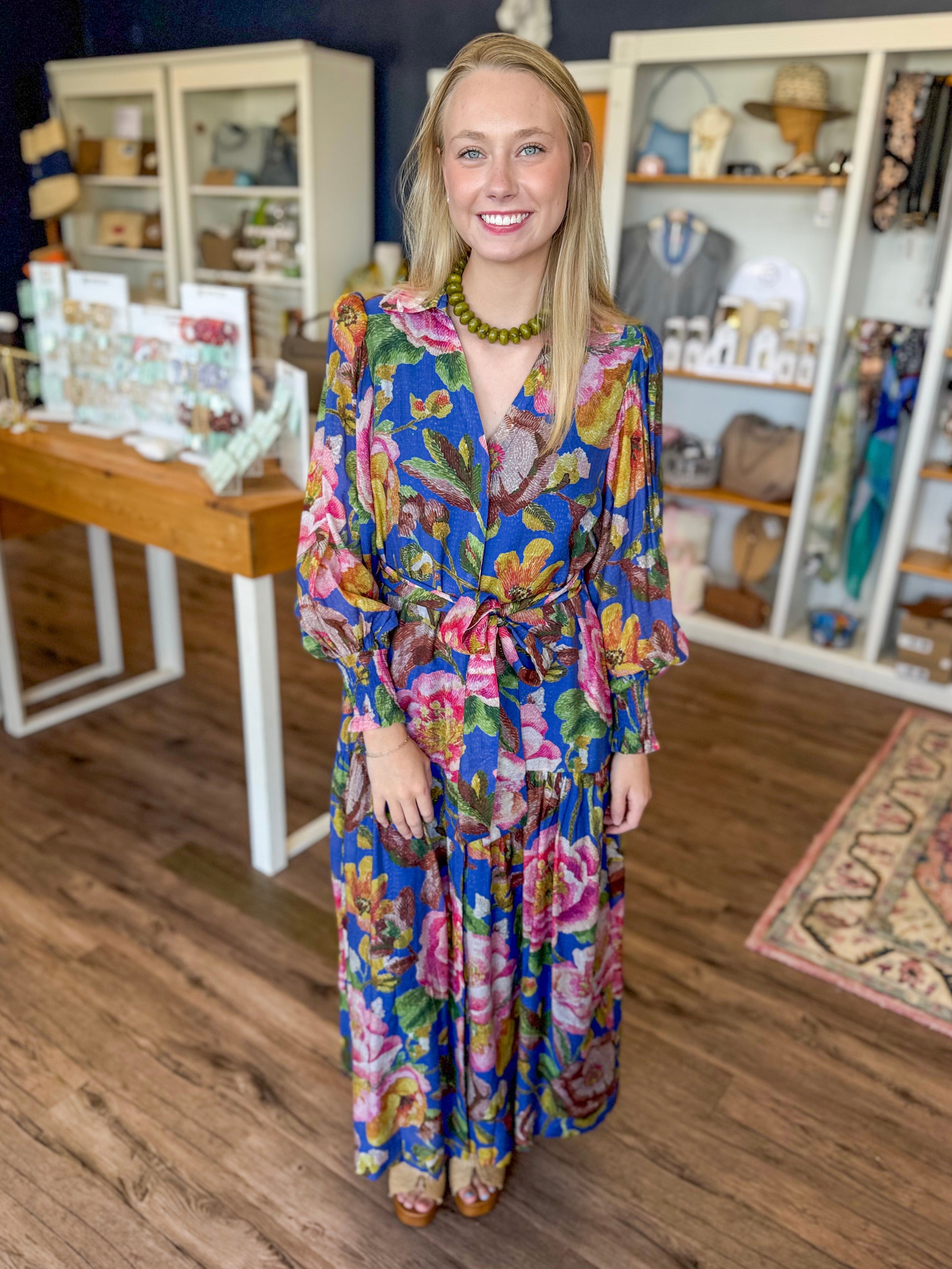 Cobalt Blooms Maxi Dress