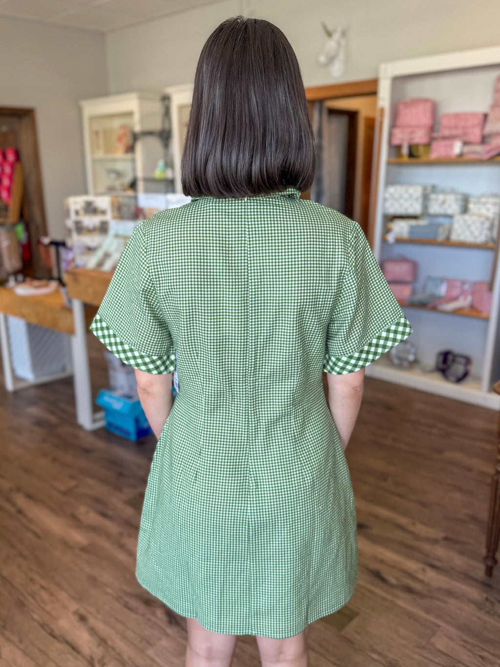 Drew Dress in Green Plaid