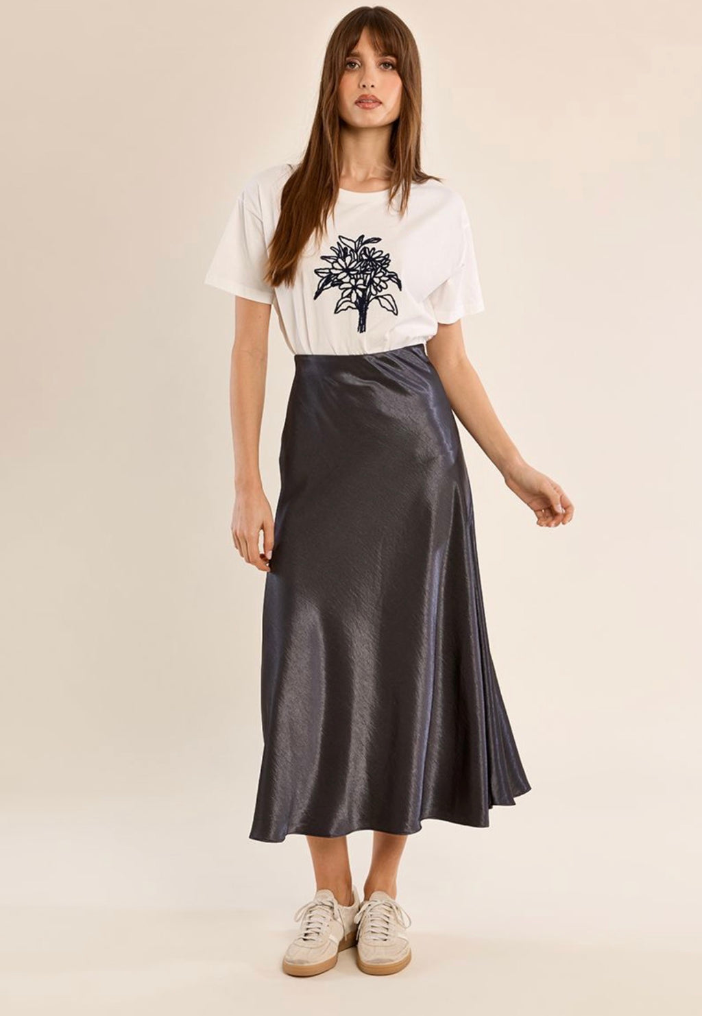 Gun Metal Satin Skirt