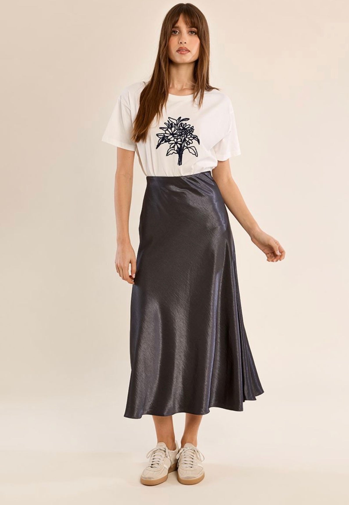 Gun Metal Satin Skirt