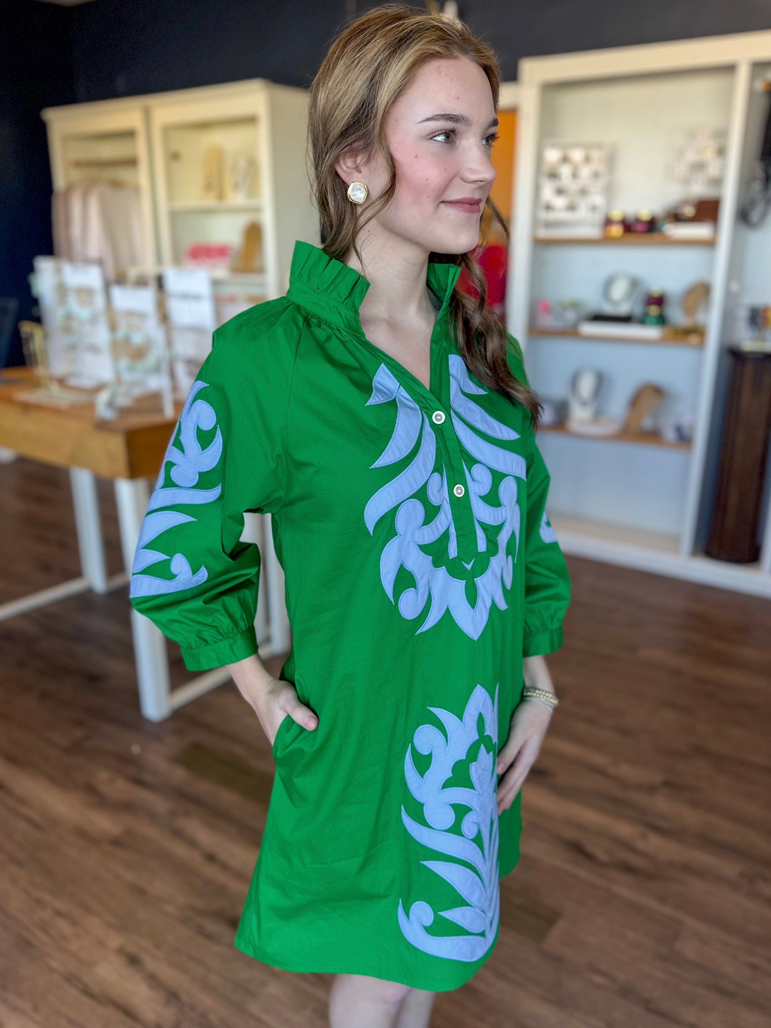 Hampton Floral Dress in Green