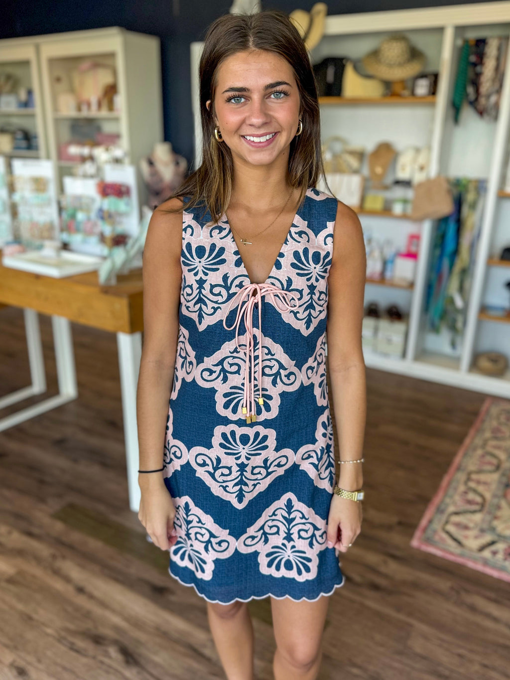 Victoria Navy Sea Wall Mini Dress