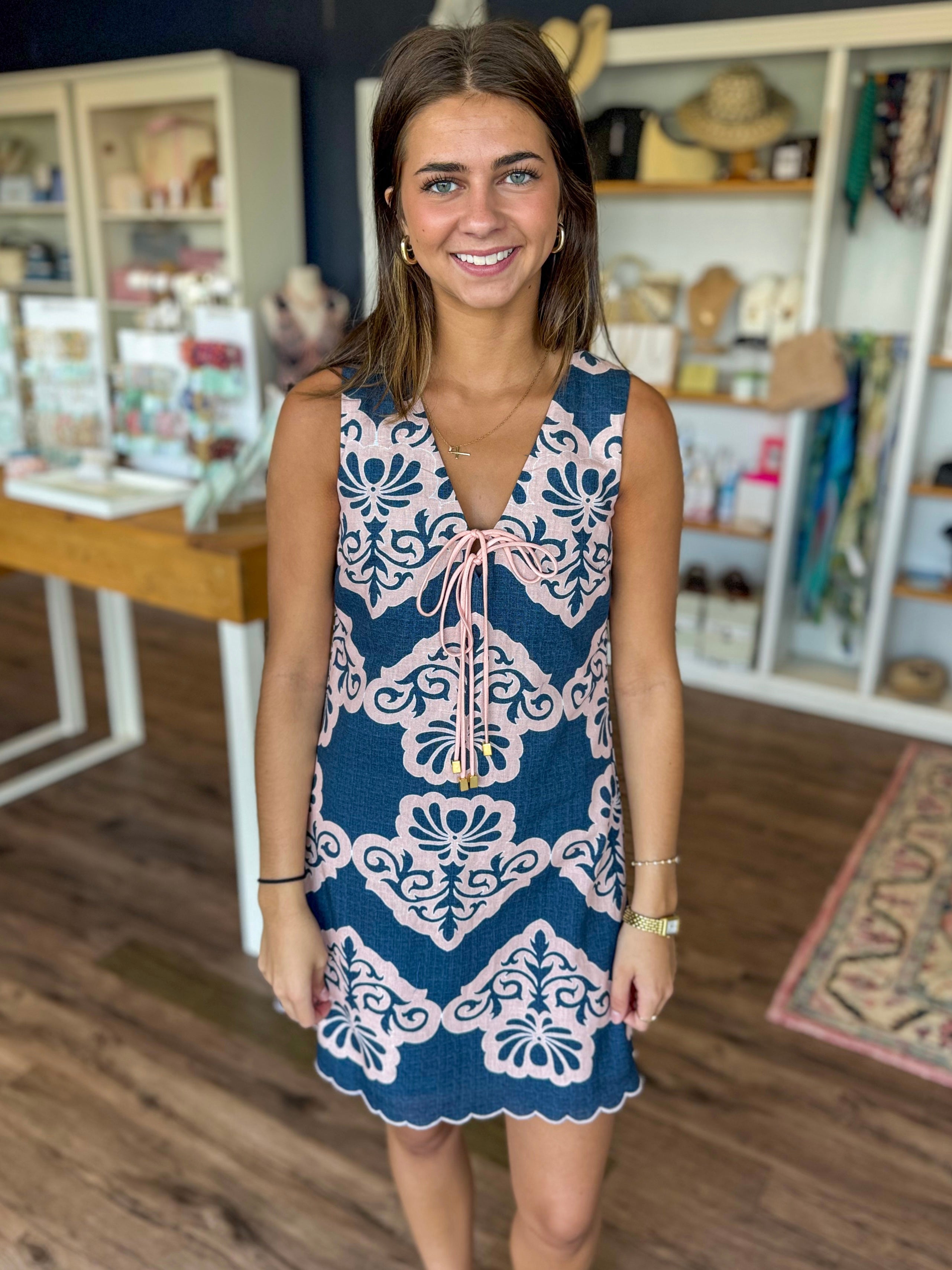 Victoria Navy Sea Wall Mini Dress