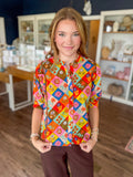 Block Patch Floral Top
