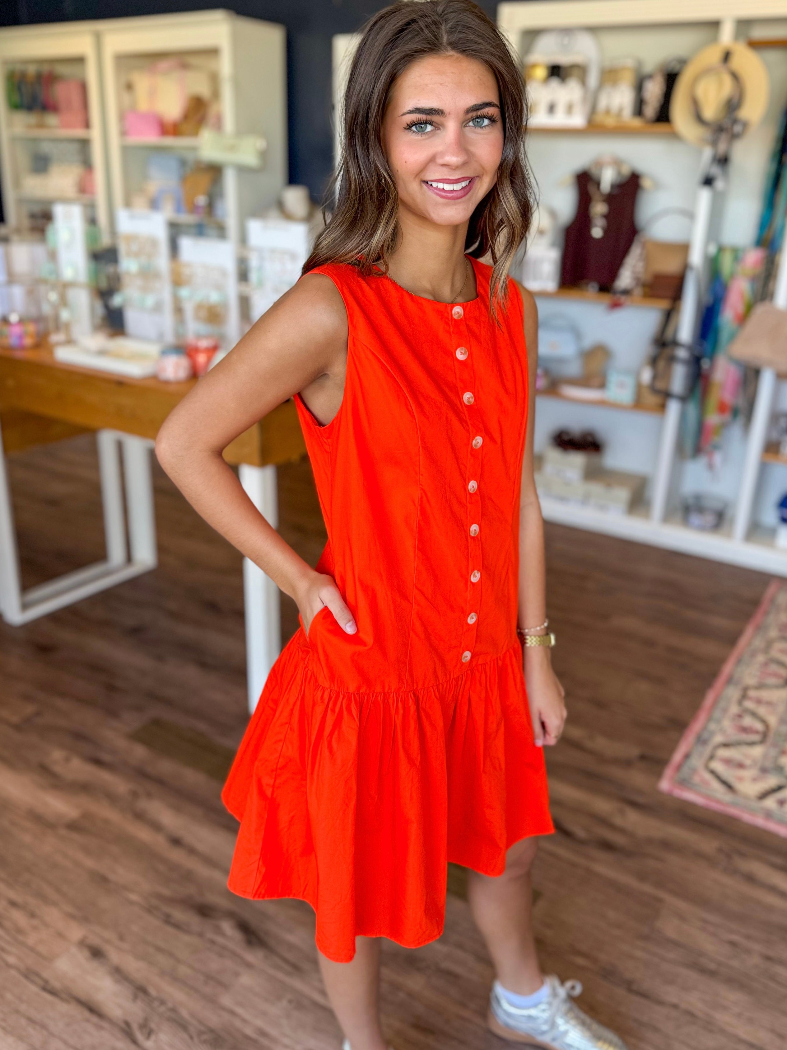 Orange Flare Mini Dress