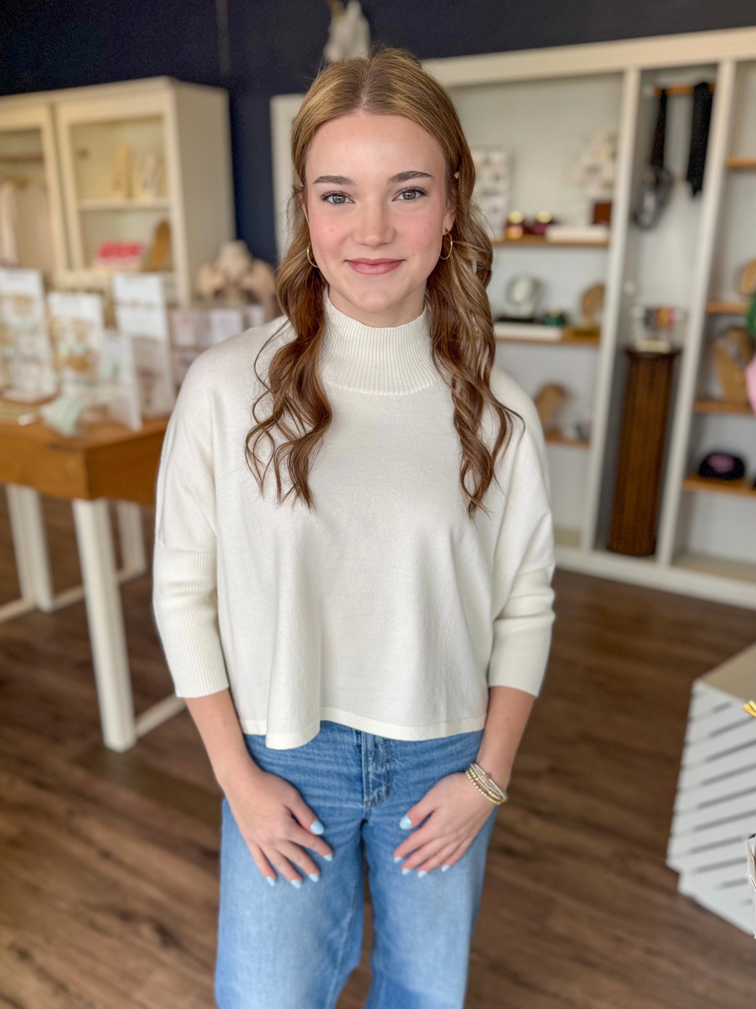 Aja Light Weight Sweater in White