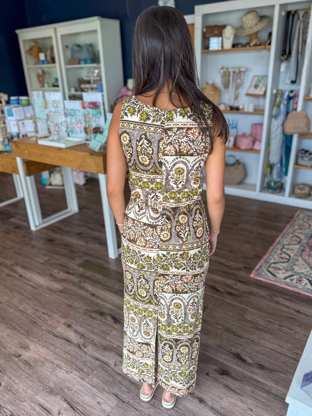 Lane Olive Paisley Dress