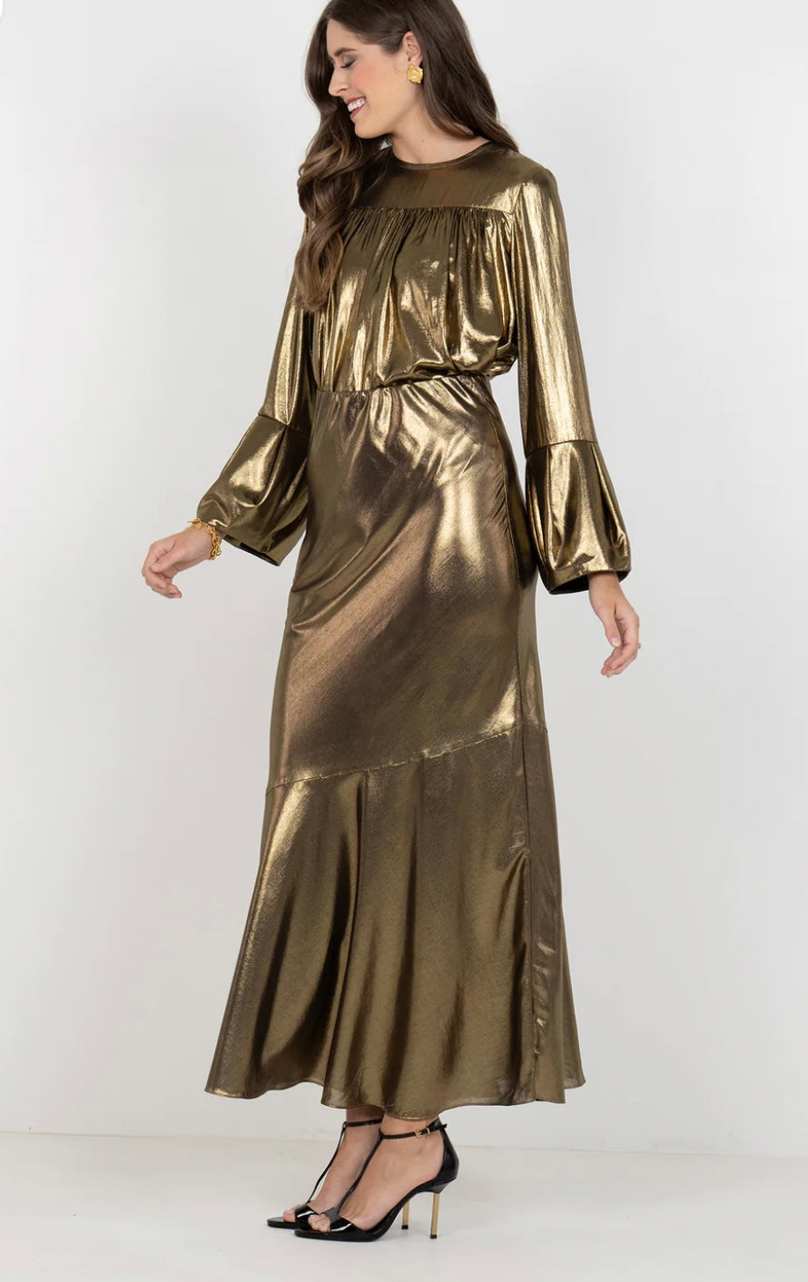 Bias Skirt in Liquid Gold