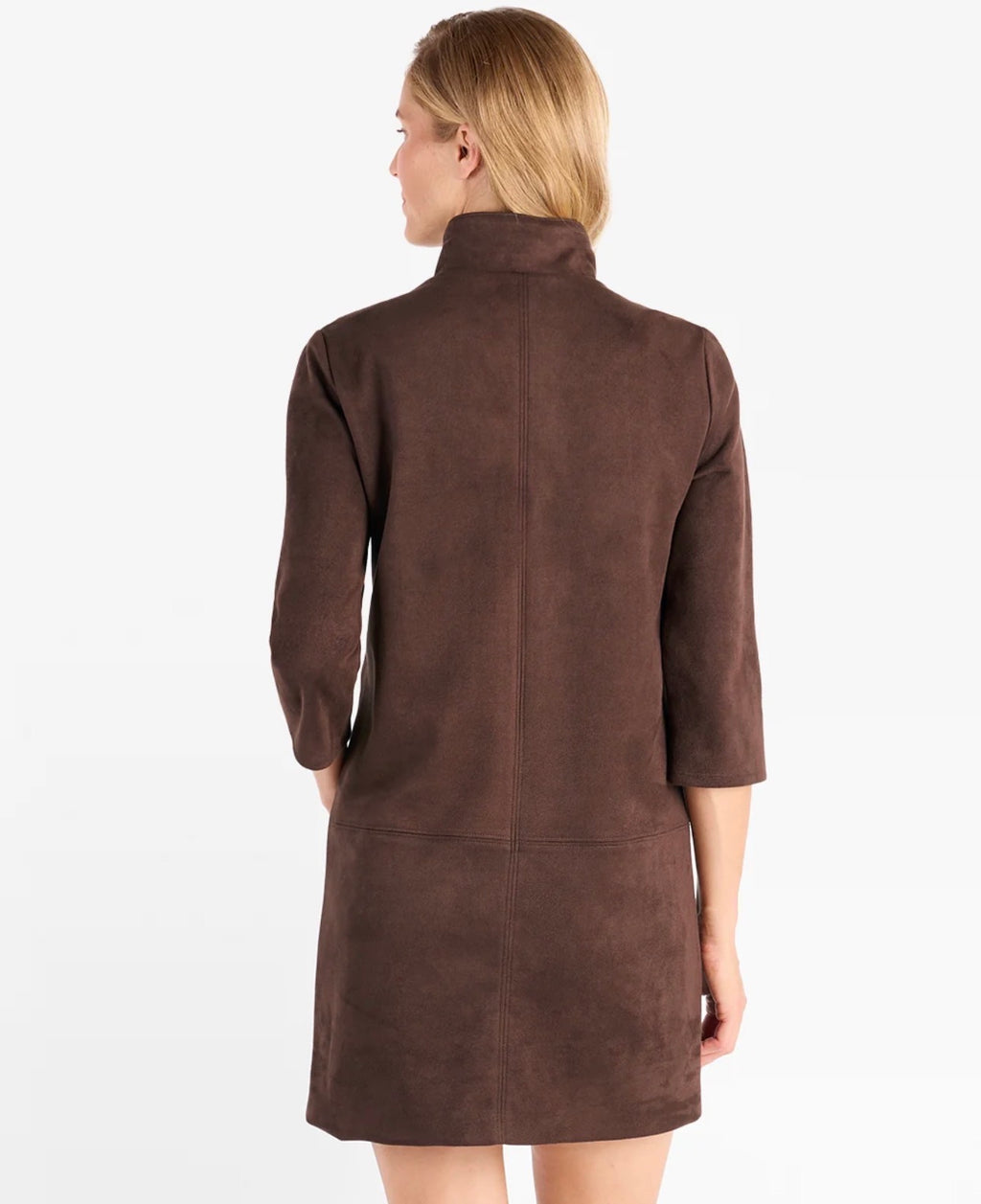 Callie Faux Suede Dress in Espresso
