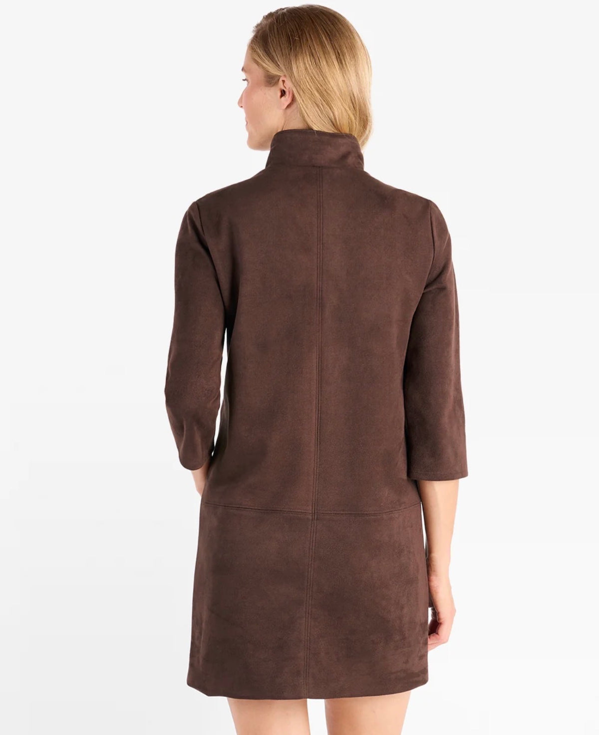 Callie Faux Suede Dress in Espresso