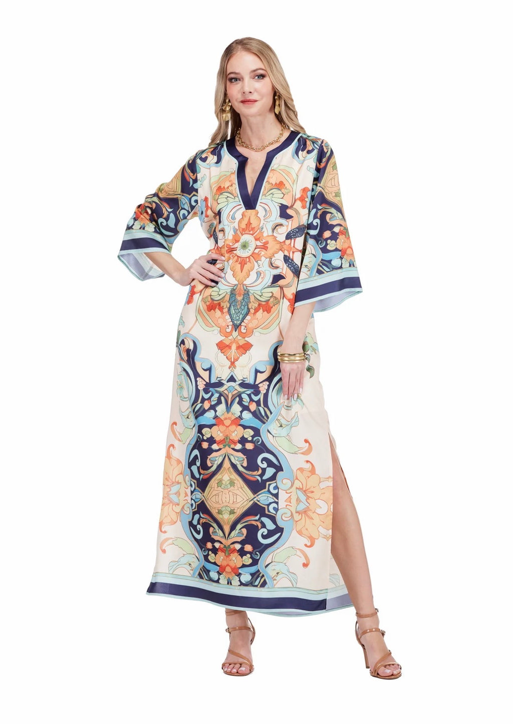 Azure Medallion Trimmed Maxi