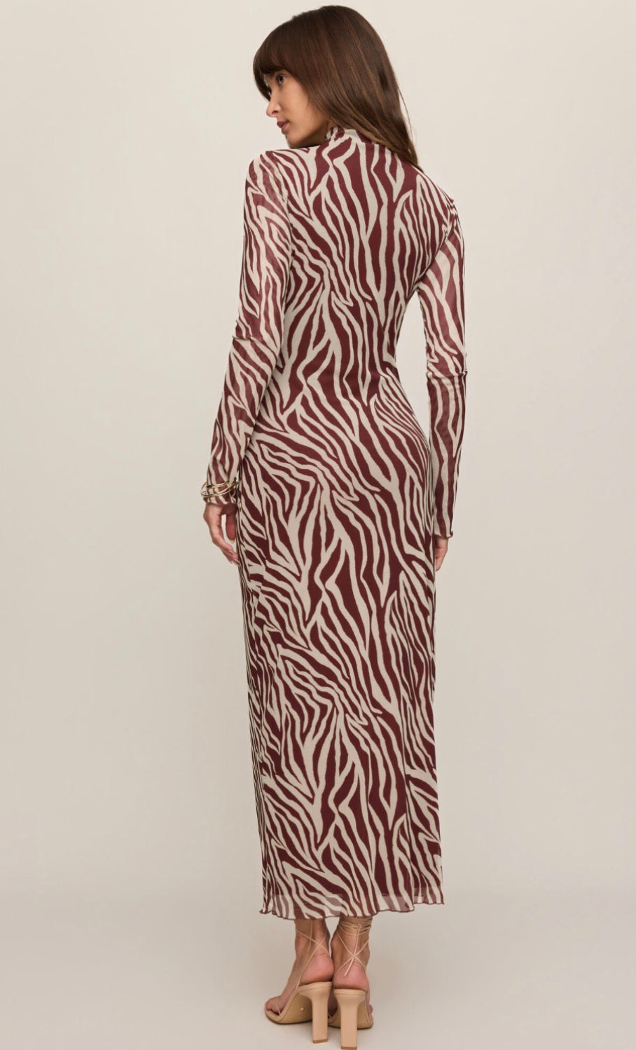 Sevilla Zebra Print Mesh Midi Dress