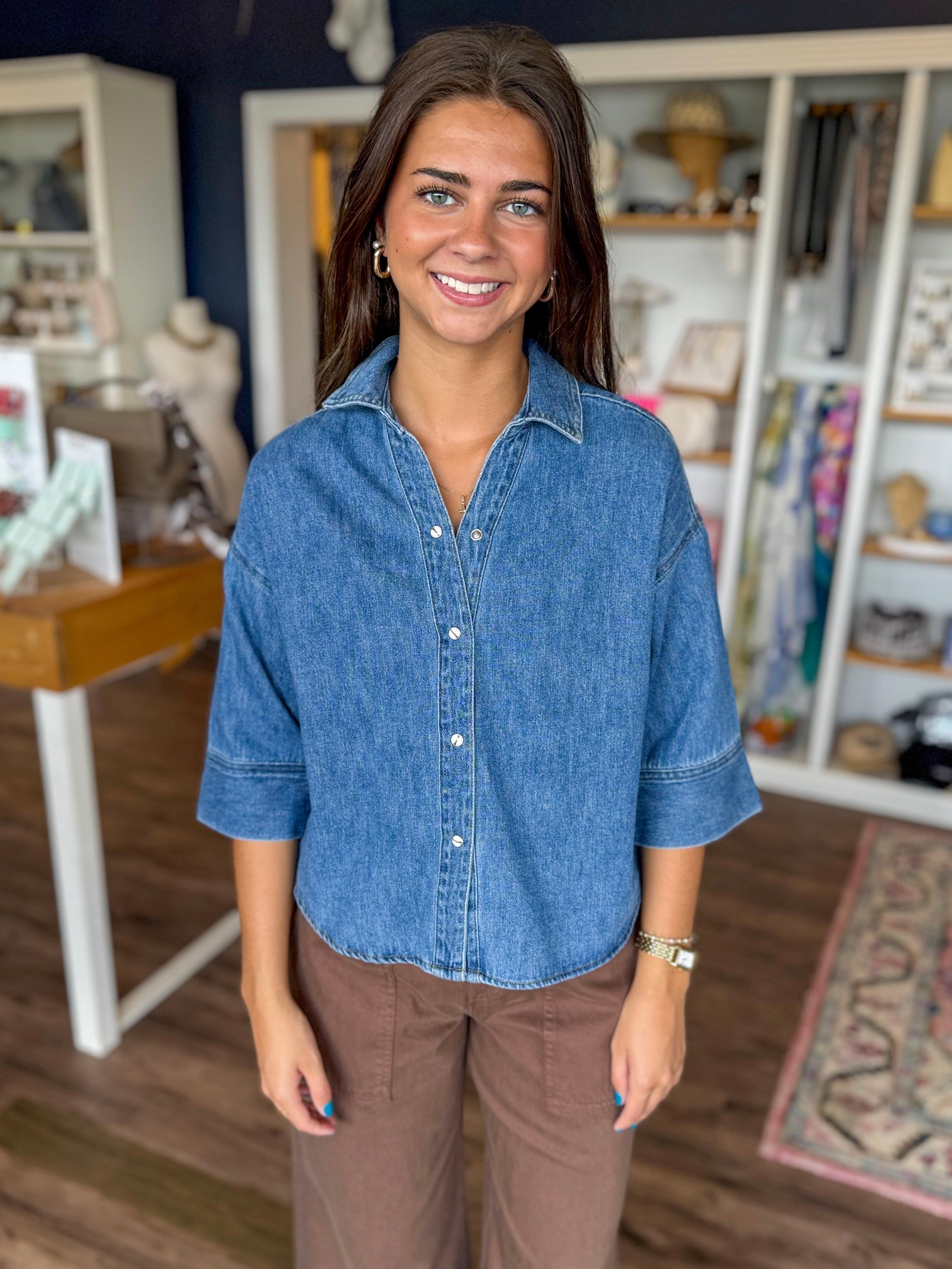 Gracey Denim Swing Top